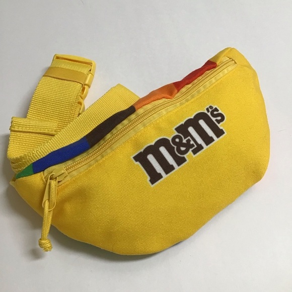 M&M’s Candy Fanny Pack Sling Belt Purse Yellow Rainbow Adjust Zip Adult Travel - Picture 9 of 13